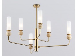  Люстра на штанге с мрамором LH53251/6 BS/FR латунь/белый матовый E14*6 max 40W D1050*1445
