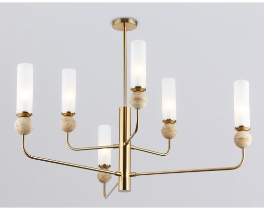  Люстра на штанге с мрамором LH53251/6 BS/FR латунь/белый матовый E14*6 max 40W D1050*1445