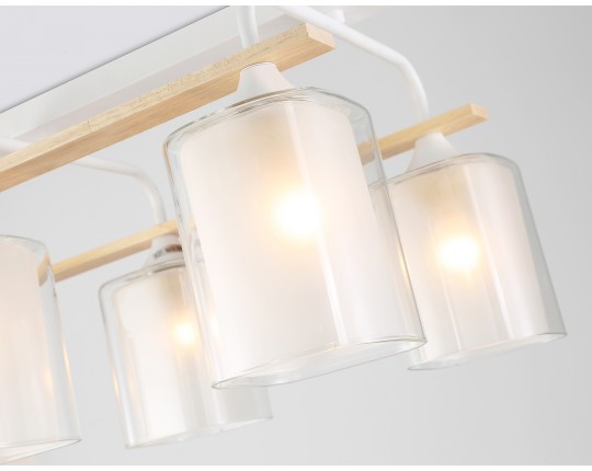  Светильник потолочный со стеклянными плафонами TR3033247/6 WH/WD белый/дерево E27/6 max 60W 580*340*245