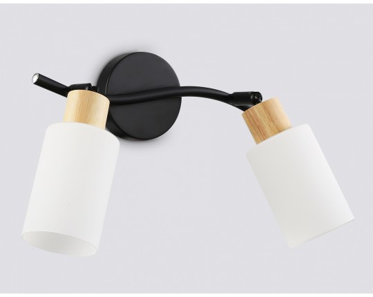  Настенно-потолочный спот в стиле лофт TR8721/2 BK/WD черный/дерево E14/2 max 60W 380*100*210