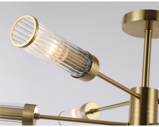  Люстра со стеклянными плафонами на штанге LH55161/6 BS/CL латунь/прозрачный E14/6 max 40W D830*330