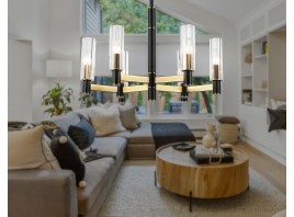  Люстра на штанге LH55511/6 BK/BS/CL черный/латунь/прозрачный E14*6 max 40W D570*760