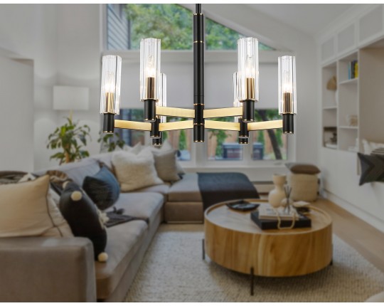  Люстра на штанге LH55511/6 BK/BS/CL черный/латунь/прозрачный E14*6 max 40W D570*760