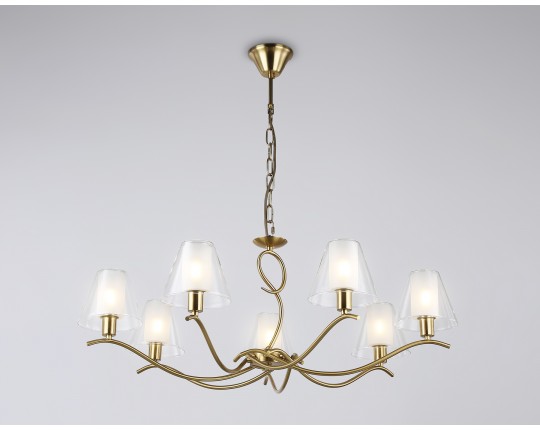  Подвесная люстра со стеклянными плафонами LH57093/7 BS/FR латунь/белый матовый E14/7 max 40W D840*790