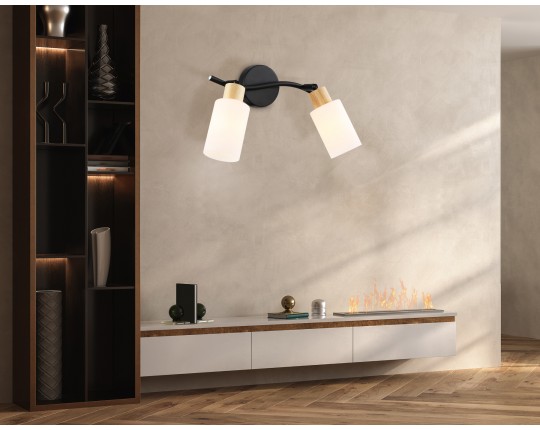  Настенно-потолочный спот в стиле лофт TR8721/2 BK/WD черный/дерево E14/2 max 60W 380*100*210