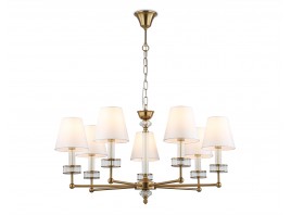  Подвесная люстра с абажурами и хрусталем LH71023/7 BS/WH латунь/белый E14*7 max 40W D820*1130