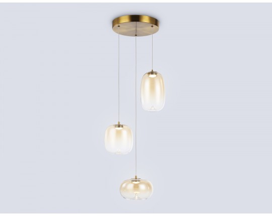  Подвесной светодиодный светильник LH11105/3 BS/TI латунь/янтарь 12W 3000K D350*1505