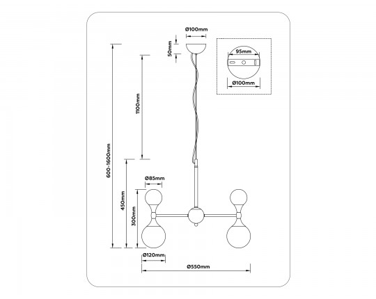  Подвесная люстра LH51050/12 GD/FR золото/белый матовый G9*12 max 28W D550*450