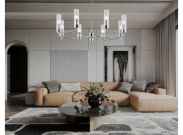  Люстра со стеклянными плафонами на штанге LH55152/8 CH/CL хром/прозрачный E14/8 max 40W D765*520