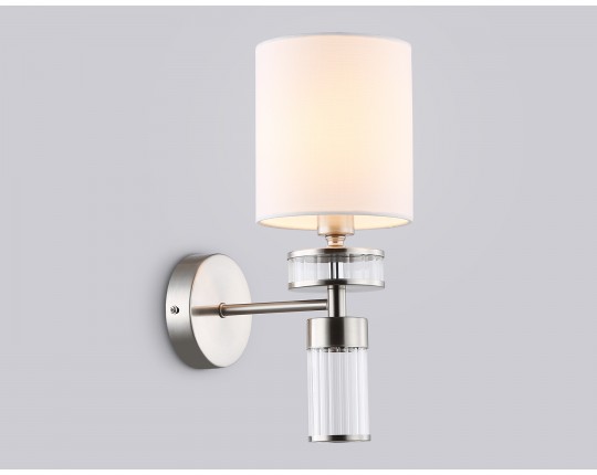  Настенный светильник с абажуром LH71295 SN/WH никель/белый E14 max 40W 210*130*340