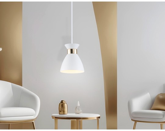  Светильник подвесной в стиле лофт TR8465 WH/FGD белый/золото E27 max 60W D130*1000