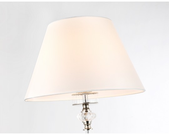  Напольный светильник с абажуром и хрусталем LH71008 BN/WH никель/белый E27 max 60W D360*1550