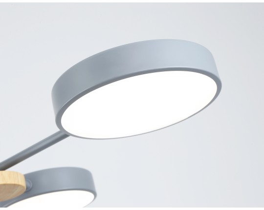  Люстра светодиодная на штанге FL4859/4 GR/WD серый/дерево 60W 3000-6000K 700*400*120 (без ПДУ)
