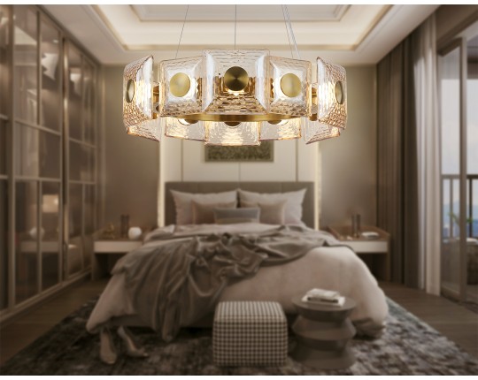  Подвесная светодиодная люстра LH31021 BS/TI латунь/янтарь 56W 3000K D570*150