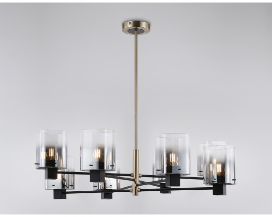  Подвесная люстра LH57043/8 BK/DBS/SM черный/темная латунь/дымчатый E14/8 max 40W D830*710