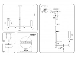  Люстра на штанге LH55501/6 SN/BK/CL сатин никель/черный/прозрачный E14*6 max 40W D570*760