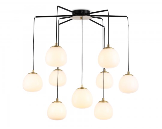  Светильник на штанге LH51001/6+3 SGD/BK/FR золотой песок/черный /белый матовый G9*9 max 28W D750*700