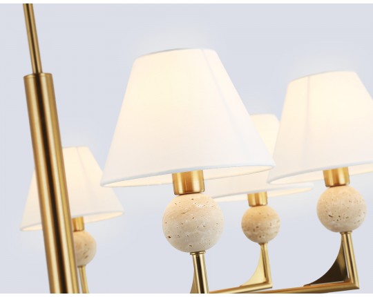  Люстра на штанге с абажурами LH75162/7 BS/FR латунь/белый матовый E14*7 max 40W D890*580