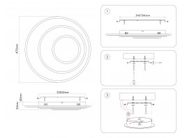  Настенно-потолочный светодиодный светильник с пультом FA7707 WH белый 3000K-6400K 62W D470*55 (ПДУ РАДИО 2.4G)