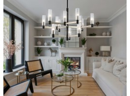  Люстра на штанге LH55505/12 SN/BK/CL сатин никель/черный/прозрачный E14*12 max 40W D860*905