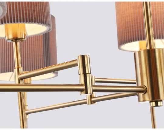  Люстра на штанге с абажурами LH72383/8 BS/GR латунь/серый E14*8 max 40W D810*705