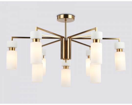  Люстра на штанге LH56128/9 BS/FR латунь/белый матовый E14*9 max 40W D765*440