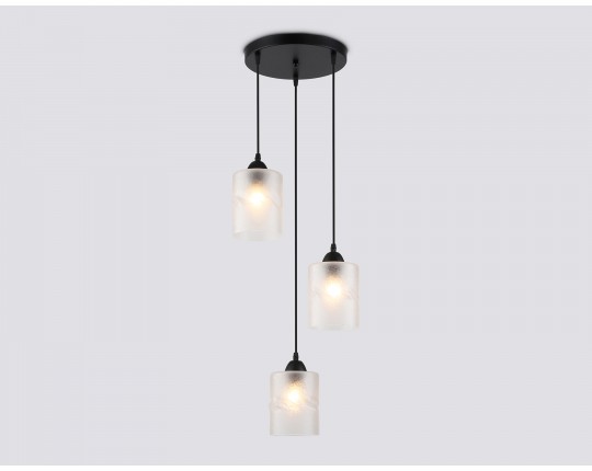  Светильник подвесной со стеклянными плафонами TR3410/3 BK черный E27/3 max 60W D330*1000