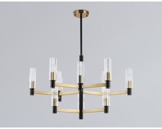 Люстра на штанге LH55515/12 BK/BS/CL черный/латунь/прозрачный E14*12 max 40W D860*905