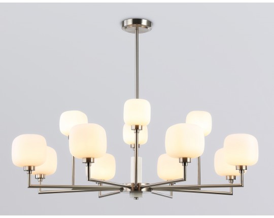  Люстра на штанге с мрамором LH53005/12 SN/FR сатин никель/белый матовый G9*12 max 40W D910*680