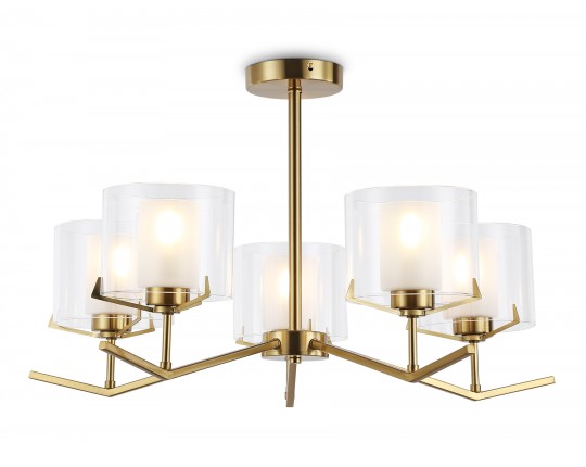  Люстра со стеклянными плафонами на штанге LH57007/5 BS/FR латунь/белый матовый E14/5 max 40W D690*390