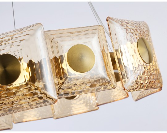  Подвесная светодиодная люстра LH31021 BS/TI латунь/янтарь 56W 3000K D570*150