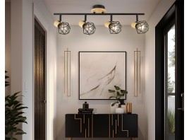  Настенно-потолочный спот в стиле лофт TR8754/4 BK/WD черный/дерево IP20 E27/4 615*115*200