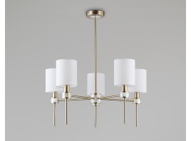  Люстра с абажурами на штанге LH72371/5 DBS/WH темная латунь/белый E14/5 max 40W D680*720