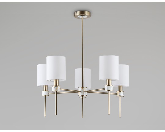  Люстра с абажурами на штанге LH72371/5 DBS/WH темная латунь/белый E14/5 max 40W D680*720