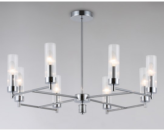  Люстра со стеклянными плафонами на штанге LH55152/8 CH/CL хром/прозрачный E14/8 max 40W D765*520