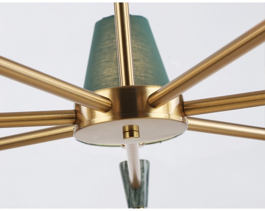  Люстра на штанге с абажурами и мрамором LH75053/7 BS/GN латунь/зеленый E14*7 max 40W D840*580
