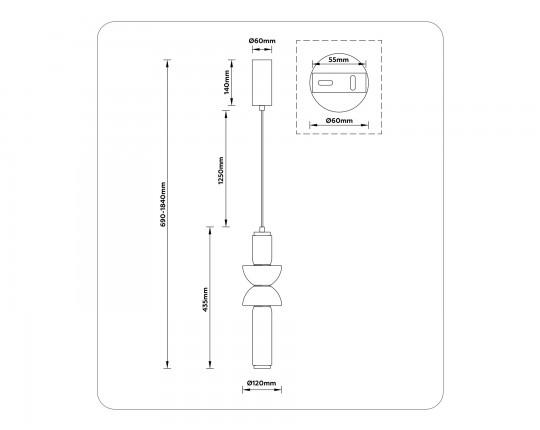  Подвесной светодиодный светильник LH11021 BK/SM черный/дымчатый 17W 3000K D120*435
