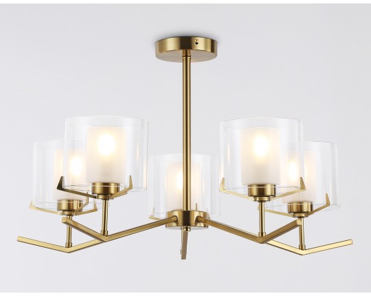  Люстра со стеклянными плафонами на штанге LH57007/5 BS/FR латунь/белый матовый E14/5 max 40W D690*390