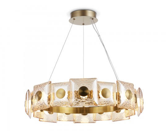  Подвесная светодиодная люстра LH31027 BS/TI латунь/янтарь 72W 3000K D700*150