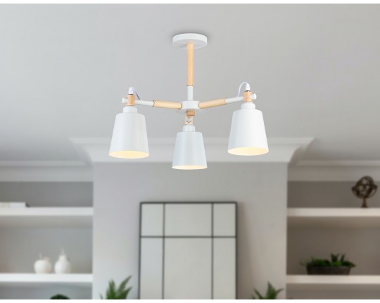  Подвесная люстра TR82204/3 WH/LW белый/светлое дерево E27/3 max 40W D560*430