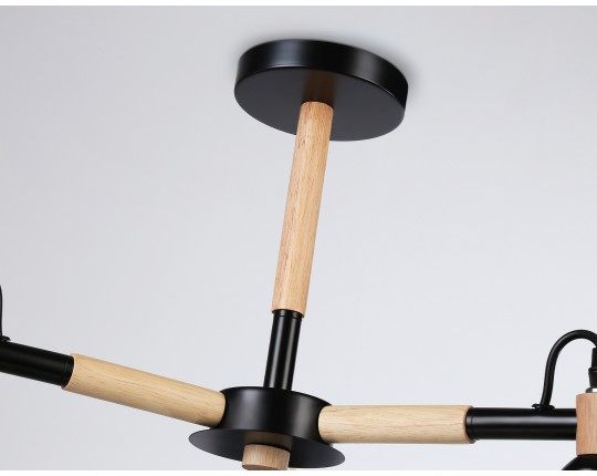  Подвесная люстра TR82206/3 BK/LW черный/светлое дерево E27/3 max 40W D560*430