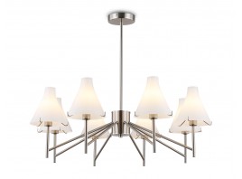  Люстра со стеклянными плафонами на штанге LH57125/8 SN/FR никель/белый матовый E14/8 max 40W D800*650