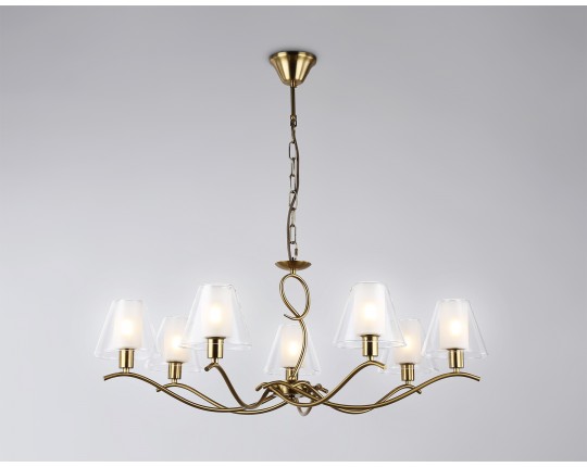  Подвесная люстра со стеклянными плафонами LH57093/7 BS/FR латунь/белый матовый E14/7 max 40W D840*790