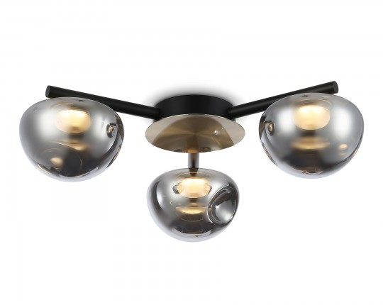  Потолочный светодиодный светильник LH12006/3 BK/GD/SM черный/золото/дымчатый 18W 3000K D640*170