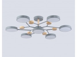  Люстра светодиодная на штанге FL4865/7 GR/WD серый/дерево 126W 3000-6000K D830*190 (без ПДУ)