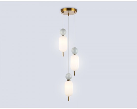  Подвесной светильник LH53102/3 BS/GR/FR латунь/серый/белый матовый G9*3 max 28W D260*1525