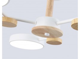  Люстра светодиодная на штанге FL4855/3 WH/WD белый/дерево 54W 3000-6000K D660*170 (без ПДУ)