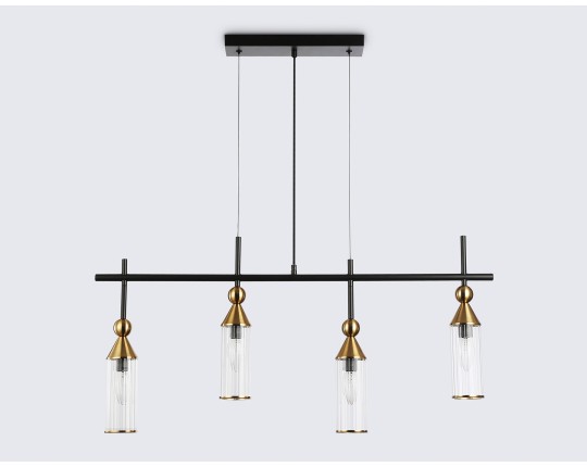 Подвесной светильник LH55254/4 BK/BS/CL черный/латунь/прозрачный E14*4 max 40W 845*65*1150