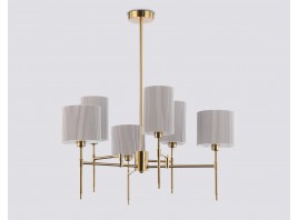  Люстра на штанге с абажурами LH72381/6 BS/GR латунь/серый E14*6 max 40W D690*705