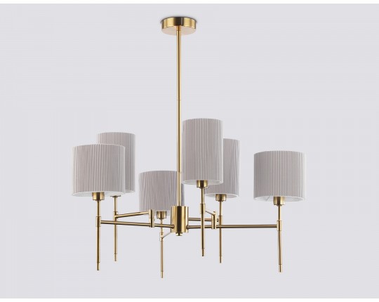  Люстра на штанге с абажурами LH72381/6 BS/GR латунь/серый E14*6 max 40W D690*705